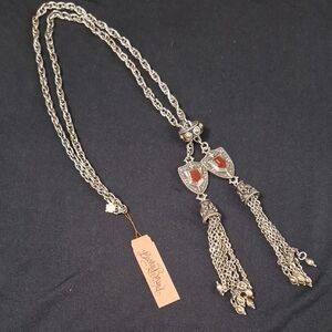 Lucky Brand Silver and Brown Pendant Necklace